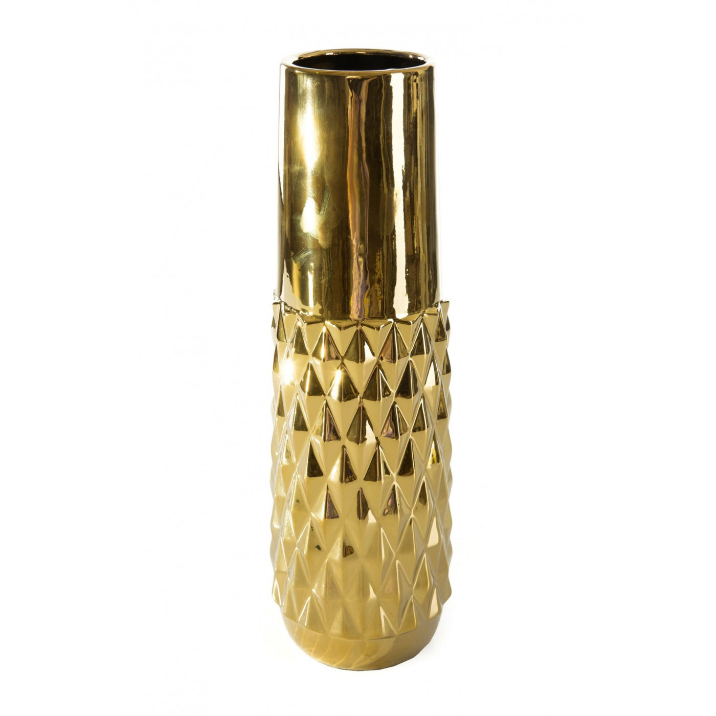 Dekoracyjny wazon ceramiczny wytłaczany złoty 37 cm