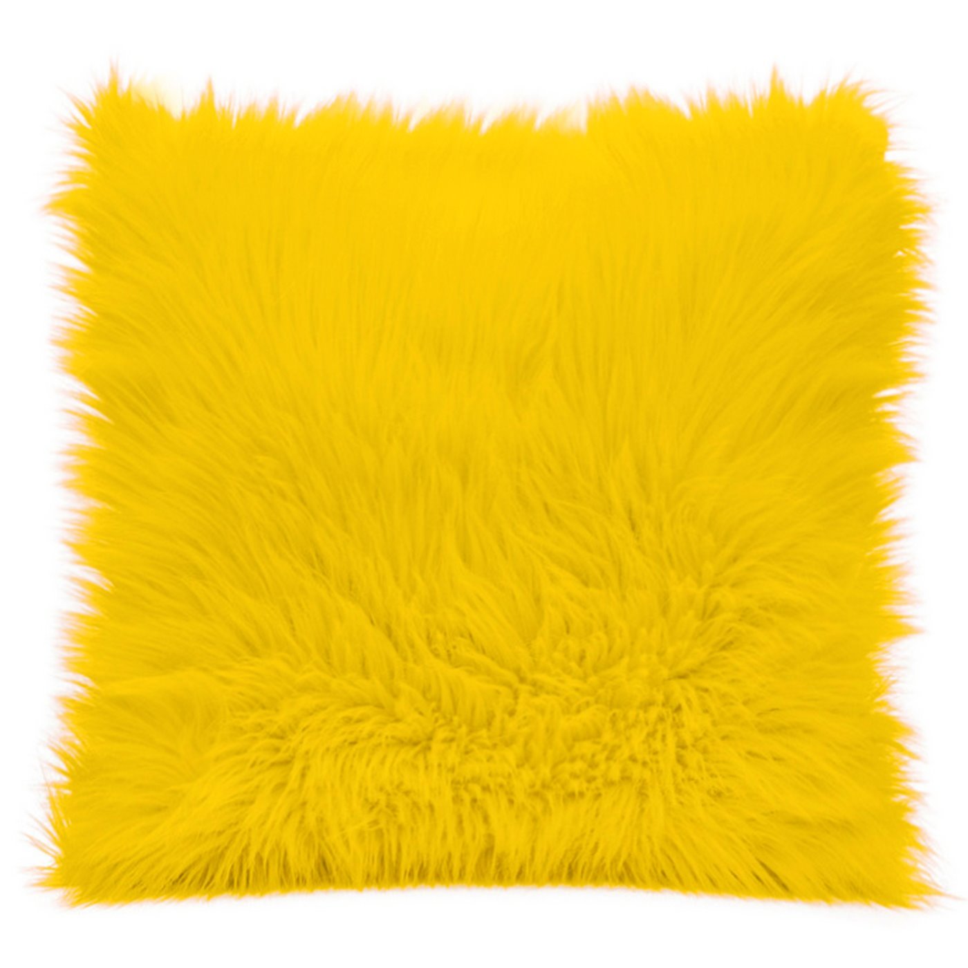 Poszewka na poduszkę miękkie futerko 45 x 45 cm żółta
