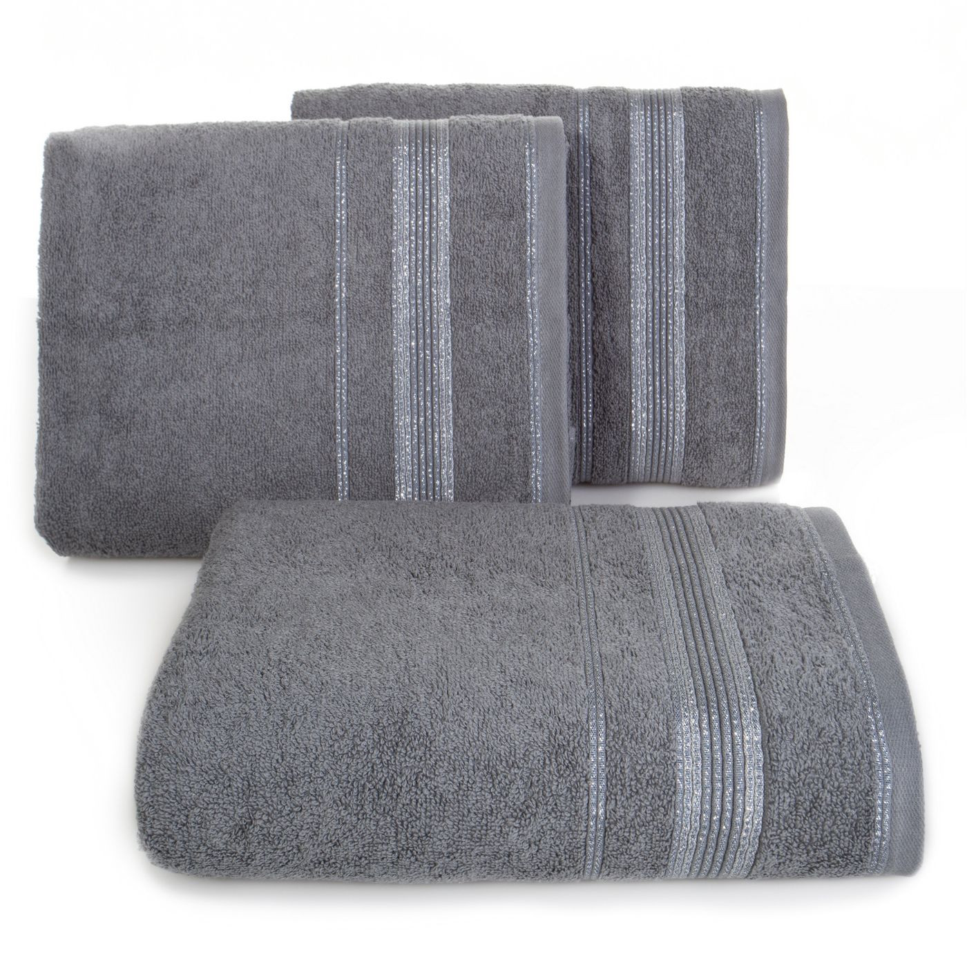 Ręcznik z bawełny z bordiurą podkreśloną srebrną nitką 50x90cm