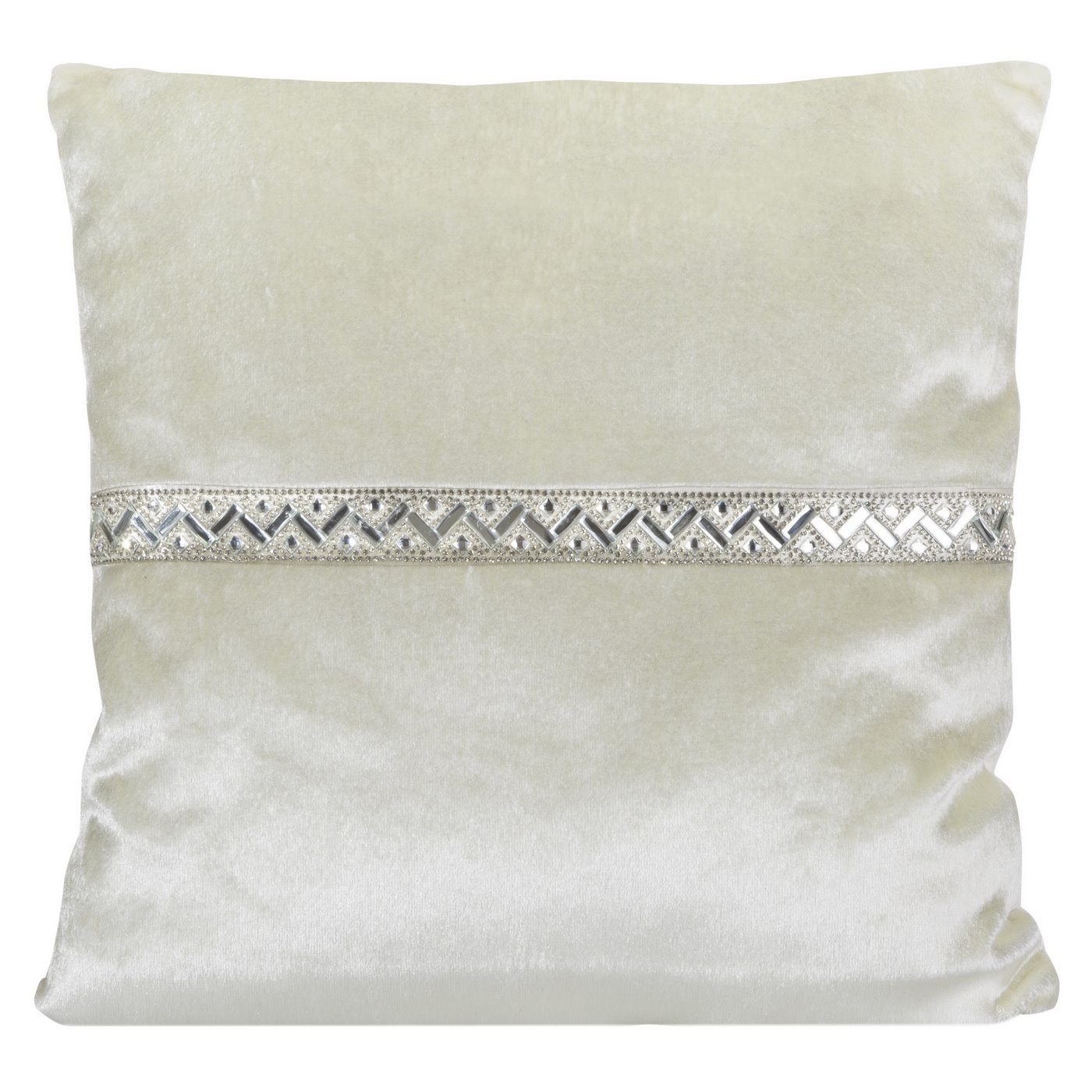 Poszewka na poduszkę kremowa ze srebrnym paskiem 40 x 40 cm 