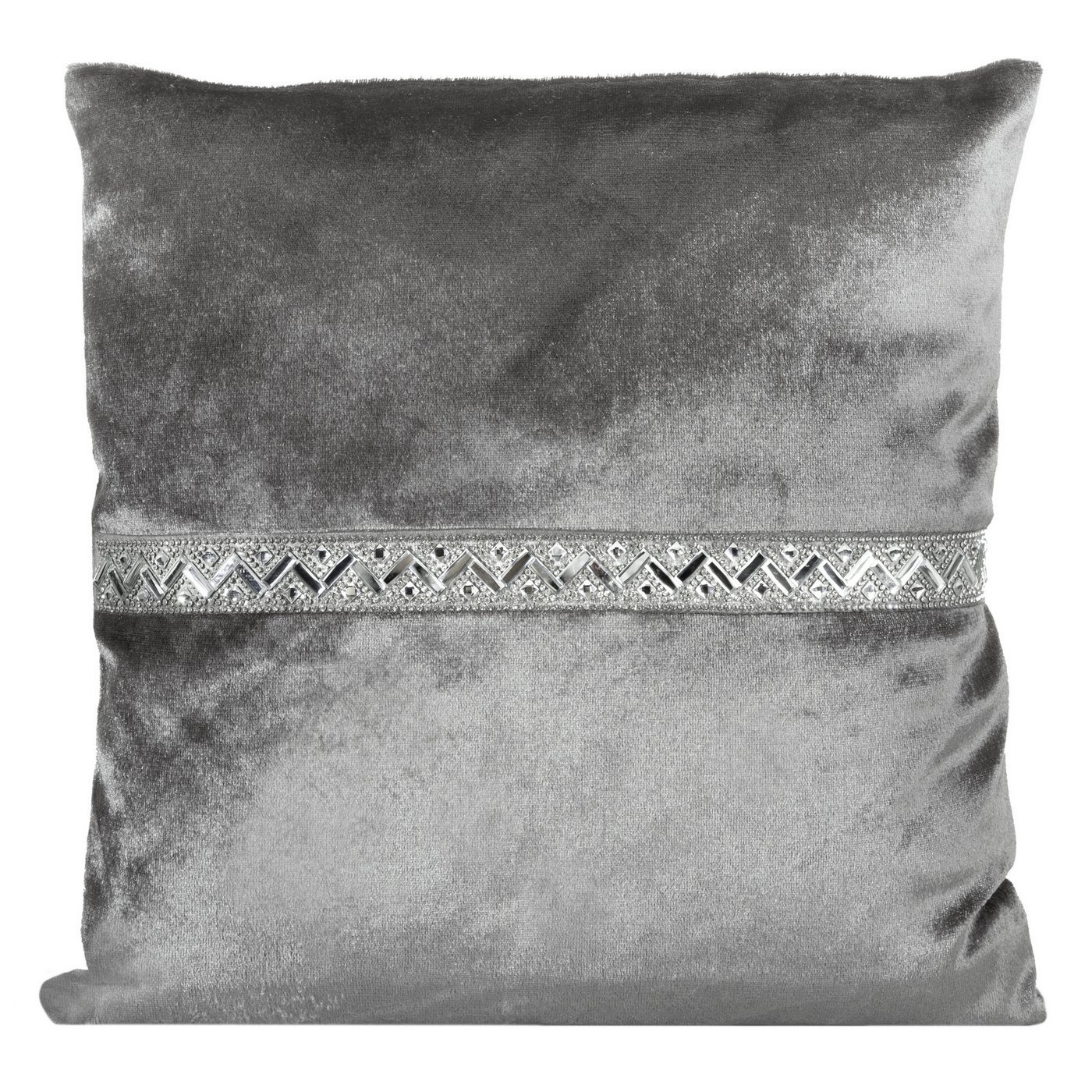 Poszewka na poduszkę stalowa ze srebrnym paskiem 40 x 40 cm 