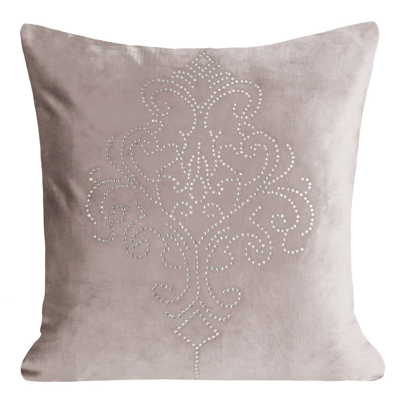 Poszewka na poduszkę 45 x 45 cm z pięknym ornamentowym wzorem z kryształków różowa 