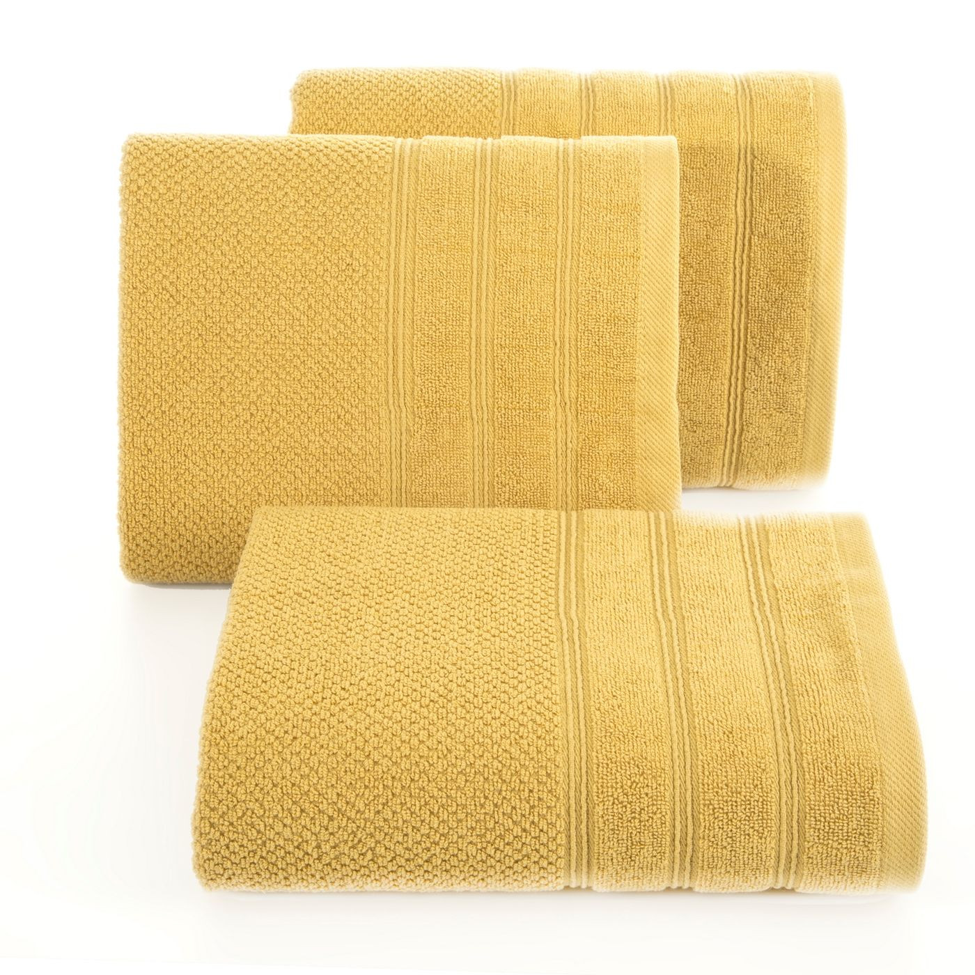 Bawełniany ręcznik kąpielowy frote musztardowy 50x90