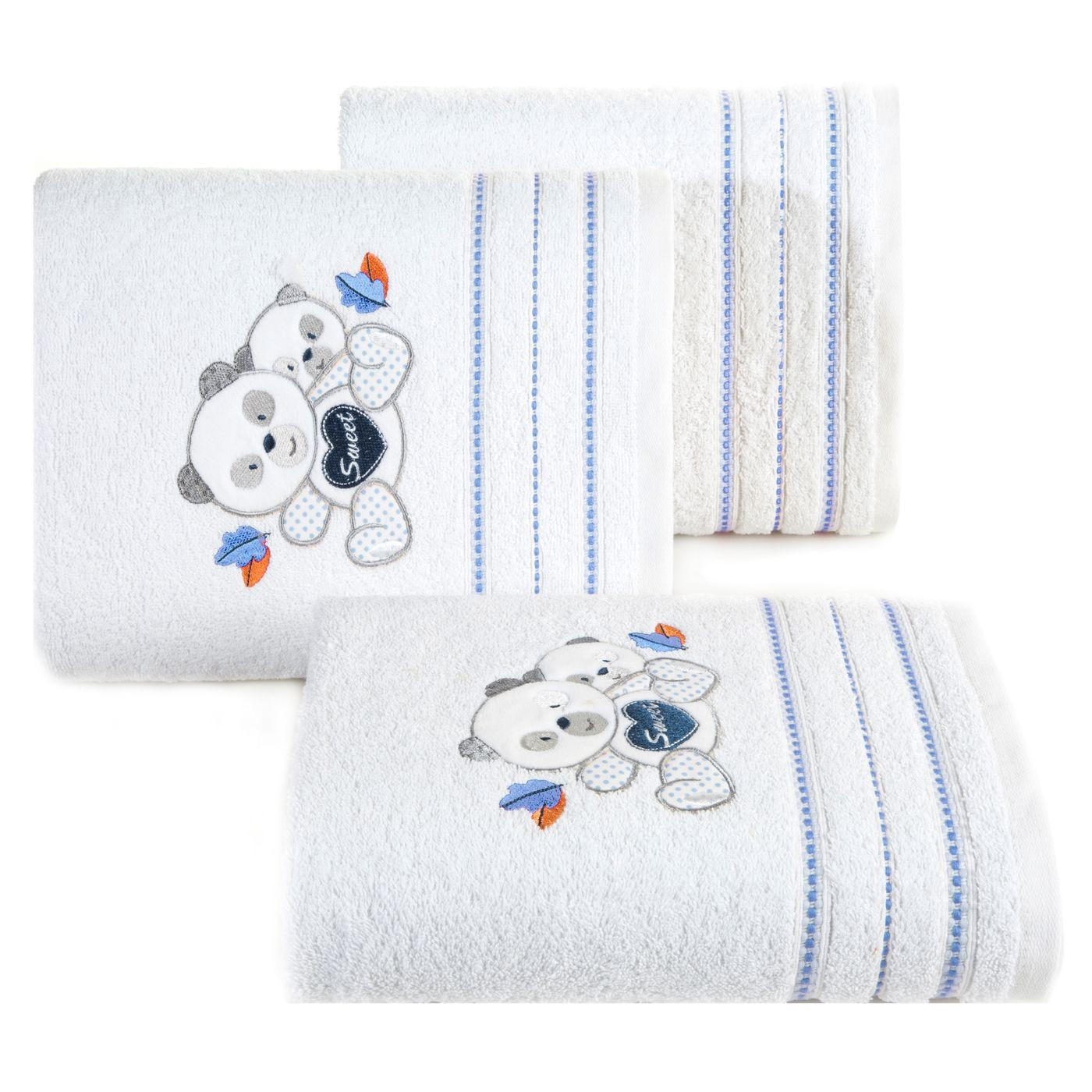 Ręcznik dziecięcy kąpielowy misie biały niebieski 70x140