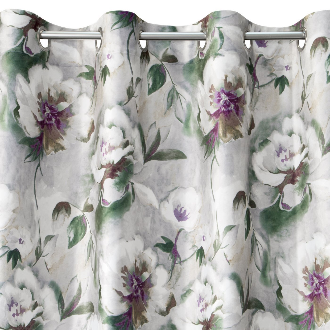 Daisy srebrna zasłona welwetowa w kwiaty na przelotkach 140x250 cm Eurofirany (370909) sklep