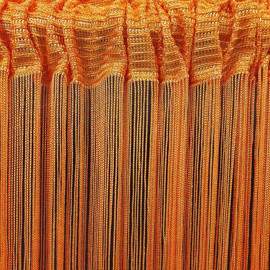 Firana SPAGETTI sznurkowa 90x250 cm na taśmie pomarańczowa - 90 x 250 cm - pomarańczowy