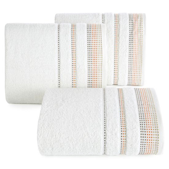 Ręcznik z bawełny z ozdobnym stebnowaniem 30x50cm - 30 X 50 cm - kremowy