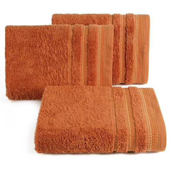 Ręcznik z bawełny z ozdobnym stebnowaniem 30x50cm - 30 X 50 cm - pomarańczowy