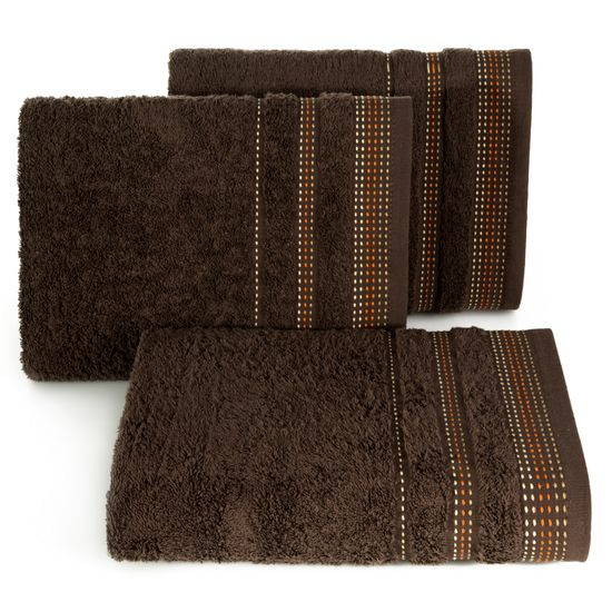 Ręcznik z bawełny z ozdobnym stebnowaniem 50x90cm - 50 X 90 cm - brązowy