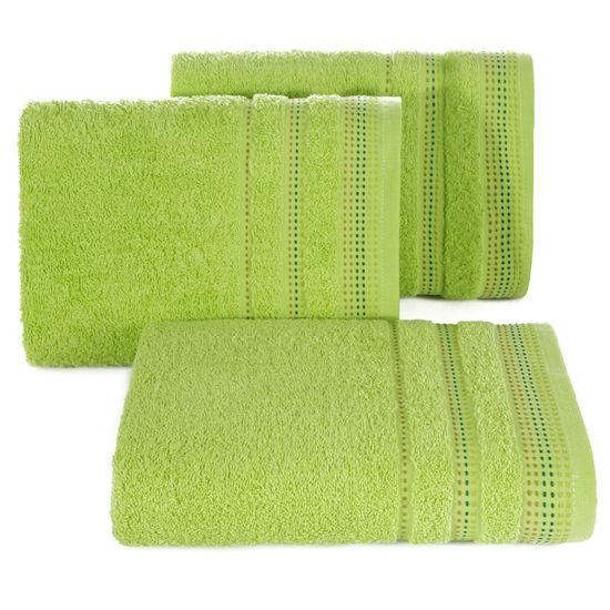 Ręcznik z bawełny z ozdobnym stebnowaniem 70x140cm - 70 X 140 cm - zielony