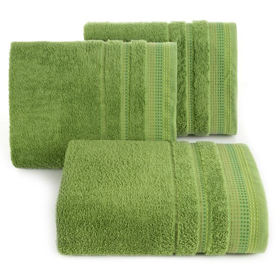 Ręcznik z bawełny z ozdobnym stebnowaniem 30x50cm - 30 X 50 cm - zielony