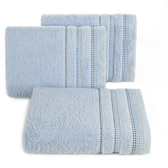 Ręcznik z bawełny z ozdobnym stebnowaniem 50x90cm - 50 X 90 cm - niebieski
