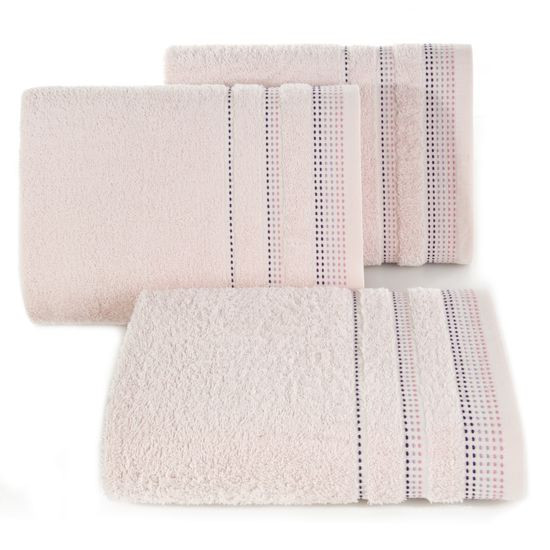 Ręcznik z bawełny z ozdobnym stebnowaniem 70x140cm - 70 X 140 cm - różowy