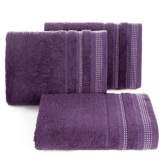 Ręcznik z bawełny z ozdobnym stebnowaniem 50x90cm - 50 X 90 cm - fioletowy