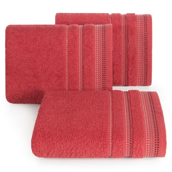 Ręcznik z bawełny z ozdobnym stebnowaniem 50x90cm - 50 X 90 cm - czerwony
