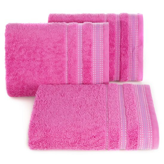 Ręcznik z bawełny z ozdobnym stebnowaniem 30x50cm - 30 X 50 cm - różowy