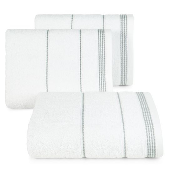 Ręcznik z bawełny ze sznurkowym zdobieniem 70x140cm - 70 X 140 cm - biały