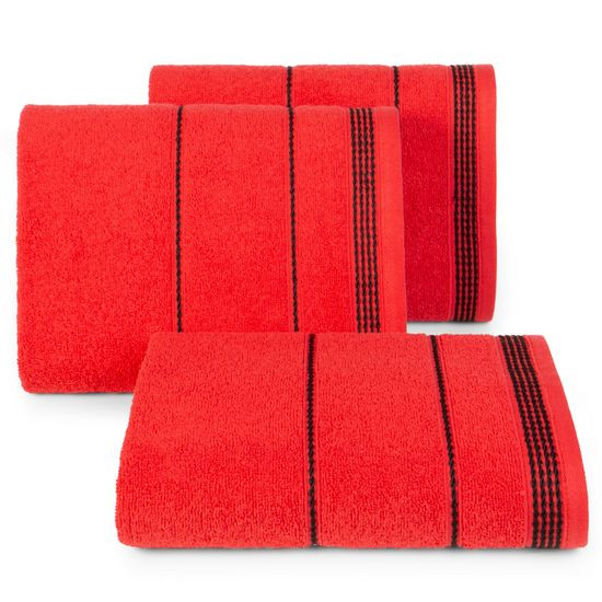 Ręcznik z bawełny ze sznurkowym zdobieniem 70x140cm - 70 X 140 cm - czerwony