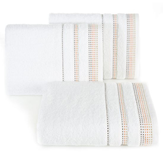 Ręcznik z bawełny z ozdobnym stebnowaniem 70x140cm - 70 X 140 cm - biały