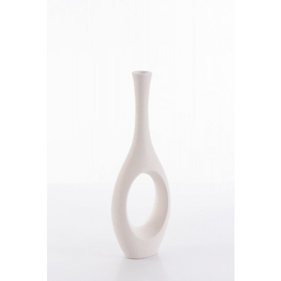 RISO kremowy wazon ceramiczny o fantazyjnym kształcie 12x6x36 cm Eurofirany - 12 x 6 x 36 cm - kremowy