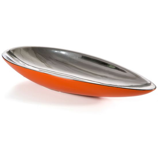 Misa ceramiczna łódka pomarańczowo-srebrna  - 42 X 17 X 7 cm