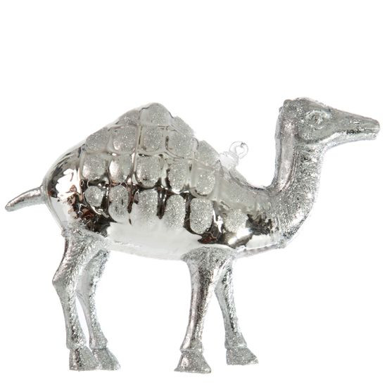 Camel szklana bombka choinkowa srebrny wielbłąd 13 cm Eurofirany - 13 cm - srebrny