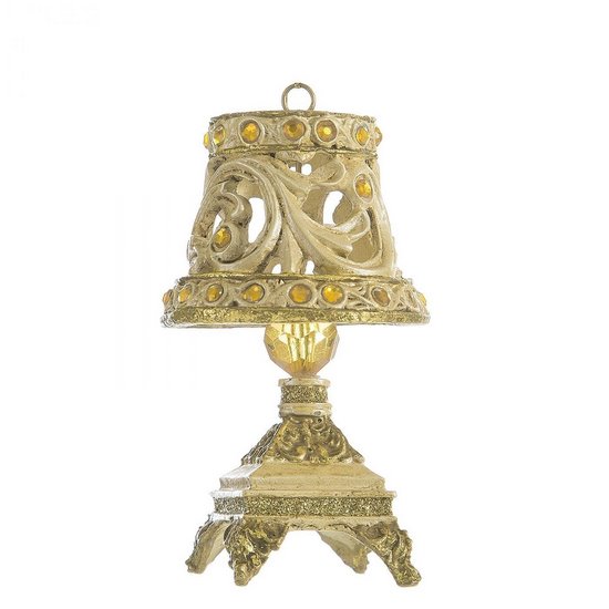 Złota zawieszka na choinkę w kształcie lampki 9x6 cm Eurofirany - 9 cm - złoty