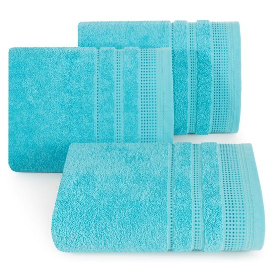 Ręcznik z bawełny z ozdobnym stebnowaniem 30x50cm - 30 X 50 cm - niebieski