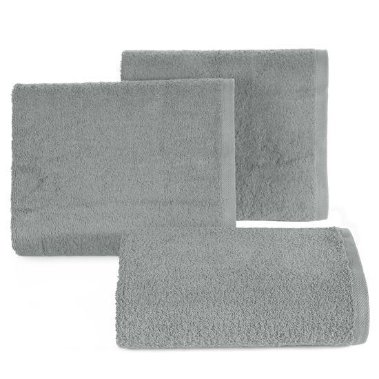 Gładki ręcznik kąpielowy z bawełny Eurofirany - 50 x 90 cm - stalowy