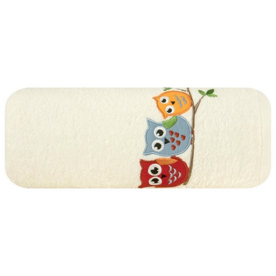 Ręcznik dziecięcy z aplikacją z aplikacją z sówkami 50x90cm - 50 X 90 cm