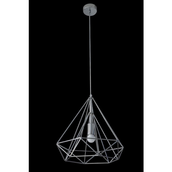 Lampa wisząca WIRE szara w stylu industrialnym Eurofirany - ∅ 36 x 62 cm - srebrny