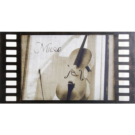 Obraz VIOLIN czarno - biały Eurofiarny - 60 x 1 x 30 cm - czarny