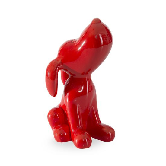 Figurka ceramiczna piesek czerwony 22 cm - 14 X 11 X 22 - czerwony