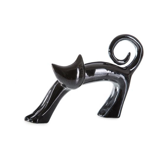 Figurka ceramiczna kot grafitowy hand made 15 cm - 21 X 6 X 15 cm - grafitowy