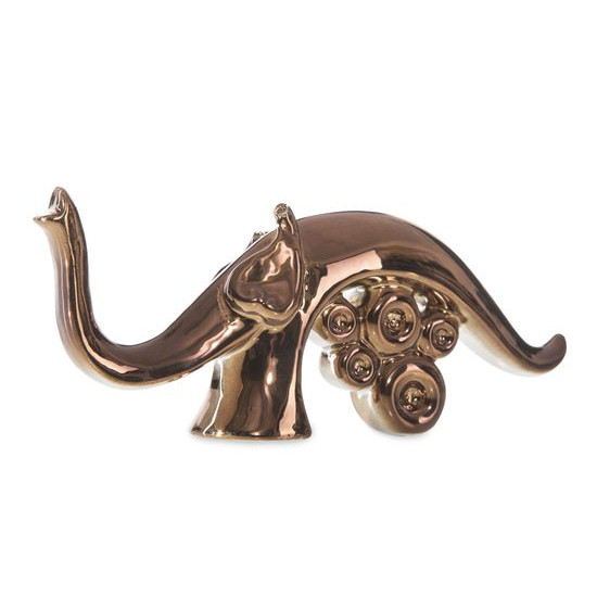 Figurka ceramiczna słoń abstrakcyjny brązowy - 20 X 4 X 8 cm - brązowy