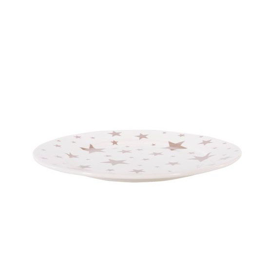 Talerz z porcelany biały CARLO w beżowe gwiazdki obiadowy 25 cm 1 szt Eurofirany - ∅ 25 x 1.5 cm - biały