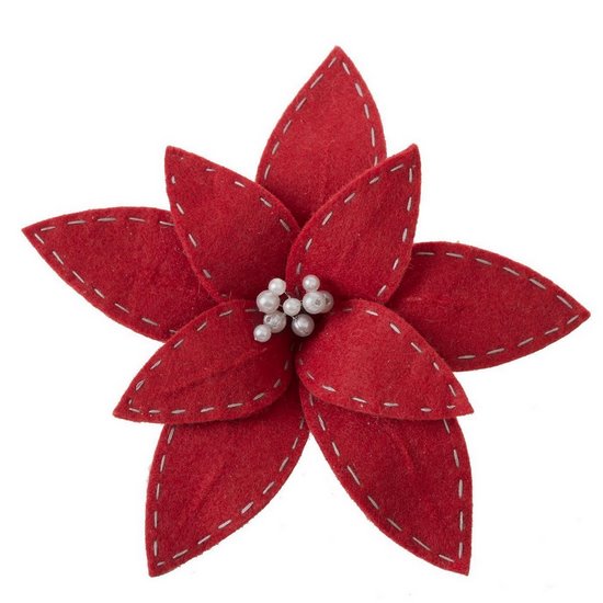 Czerwony kwiat dekoracyjny gwiazda betlejemska na choinkę 18 cm Eurofirany - ∅ 18 cm - czerwony