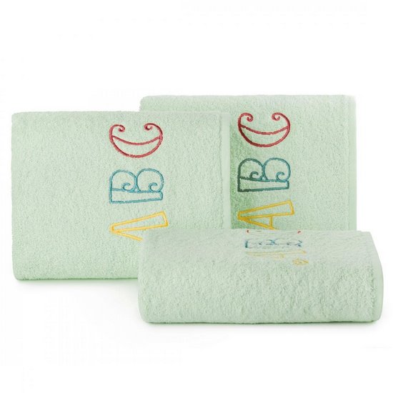 Ręcznik dziecięcy z haftowaną aplikacją z literkami 30x50cm - 30 X 50 cm - miętowy