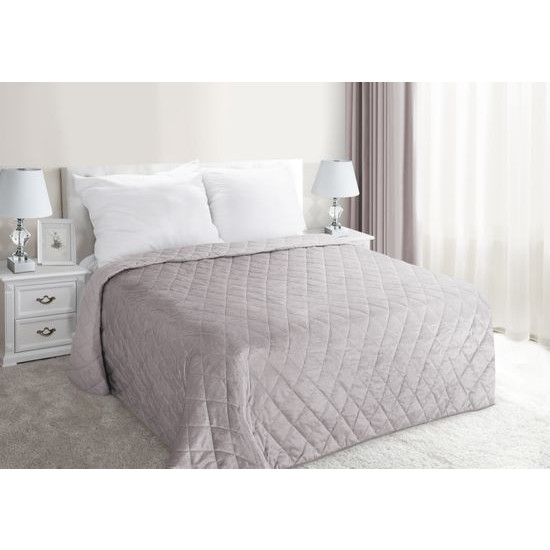 Narzuta na łóżko welwetowa pikowana 200x220 cm różowa - 200 X 220 cm - jasnoróżowy