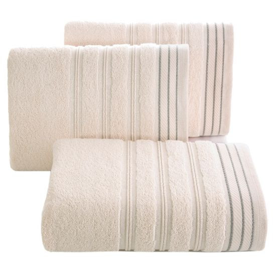 Ręcznik z bawełny z częścią ozdobną przetykaną błyszczącą nicią50x90cm - 50 X 90 cm - różowy