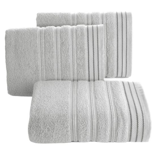 Ręcznik z bawełny z częścią ozdobną przetykaną błyszczącą nicią 50x90cm - 50 X 90 cm - srebrny