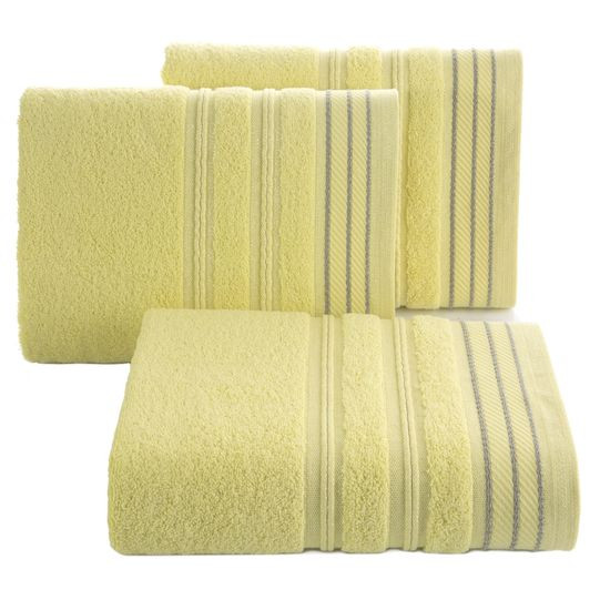 Ręcznik z bawełny z częścią ozdobną przetykaną błyszczącą nicią 50x90cm - 50 X 90 cm - żółty