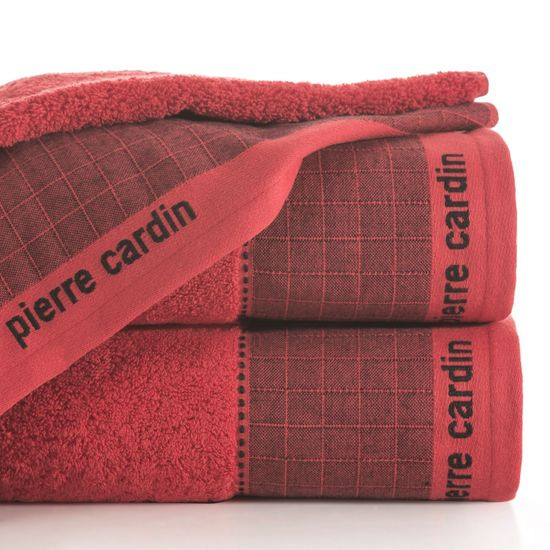 MAKS ręcznik kąpielowy z żakardową bordiurą Eurofirany - 50 x 100 cm - czerwony