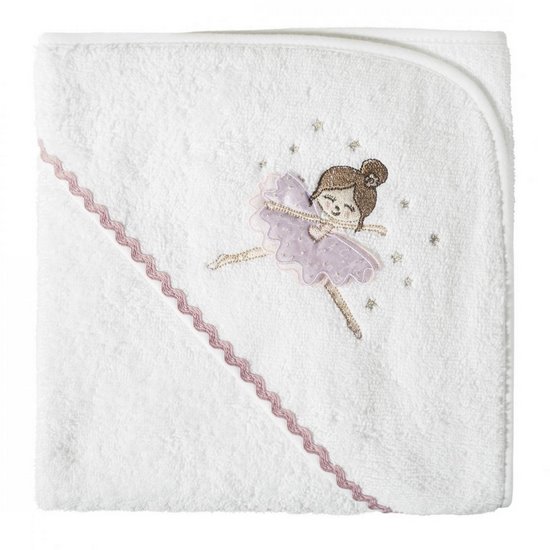 Ręcznik dziecięcy z trójwymiarową aplikacją z dziewczynką i kapturkiem 75x75cm - 75 x 75 cm - biały