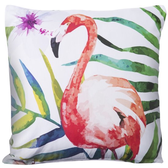 Poszewka na poduszkę z flamingiem 40 x 40 cm - 40 X 40 cm - biały