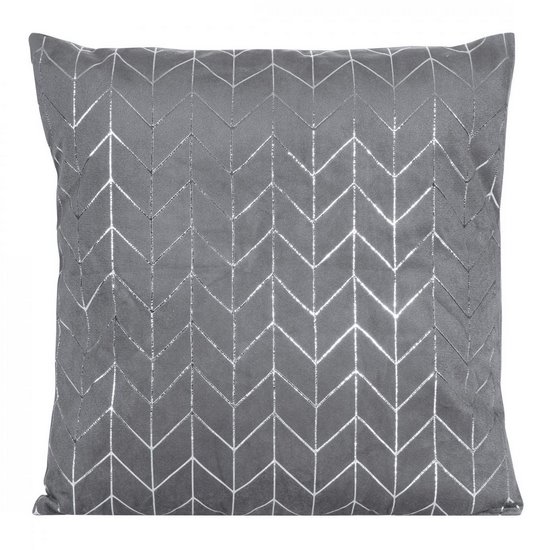 Poszewka na poduszkę z geometrycznym wzorem szaro srebrna 40 x 40 cm - 40 X 40 cm