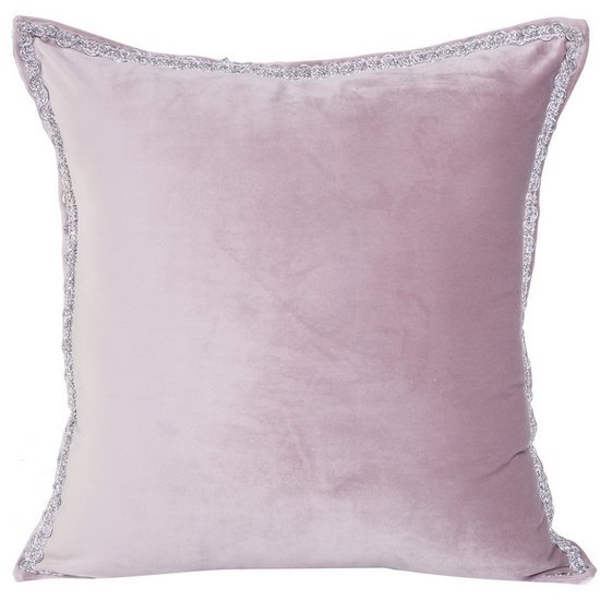 Elegancka poszewka na poduszkę różowa ze srebrnym wykończeniem 40 x 40 cm  - 40 X 40 cm - jasnoróżowy