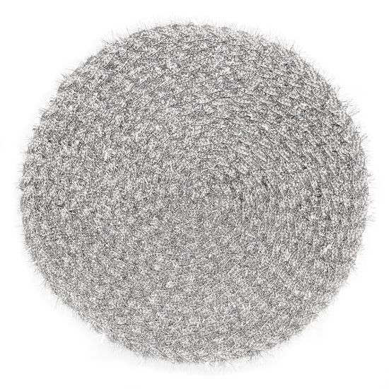 Włochata podkładka stołowa srebrna okrągła średnica 38 cm - ∅ 38 cm - jasnoszary