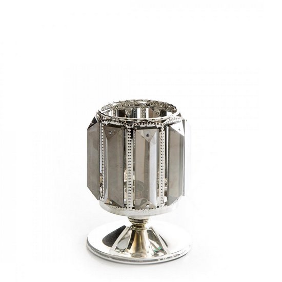 Świecznik dekoracyjny RONI srebrny z kryształkami Eurofirany - ∅ 10 x 14 cm - srebrny