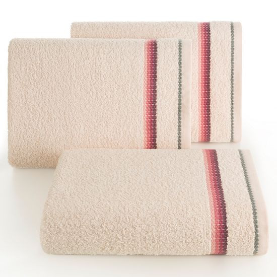 Ręcznik z tęczowym haftem na bordiurze 30x50cm - 30 X 50 cm - różowy